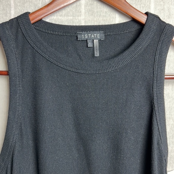 1.STATE Side Seam Rouched Tank Women's Clothing Rich Black: L - Picture 7 of 7